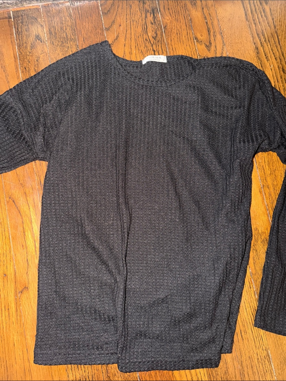 Women’s Black Waffle-Knit long sleeve thermal type shirt